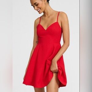 Forever 21 Red Spaghetti-Strap Fit & Flare Mini Dress